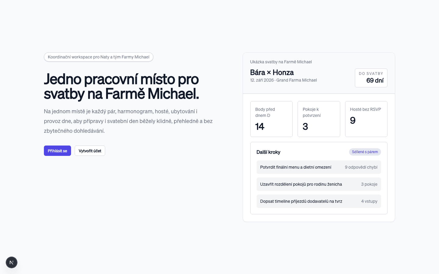 Svatby — ukázka projektu